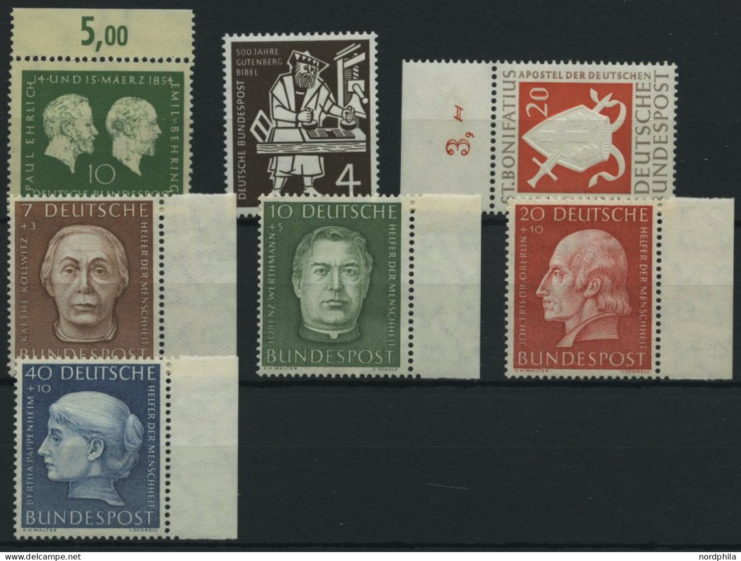 BUNDESREPUBLIK 197-203 , 1954, 7 Prachtwerte, Mi. 77.80 - Unused Stamps