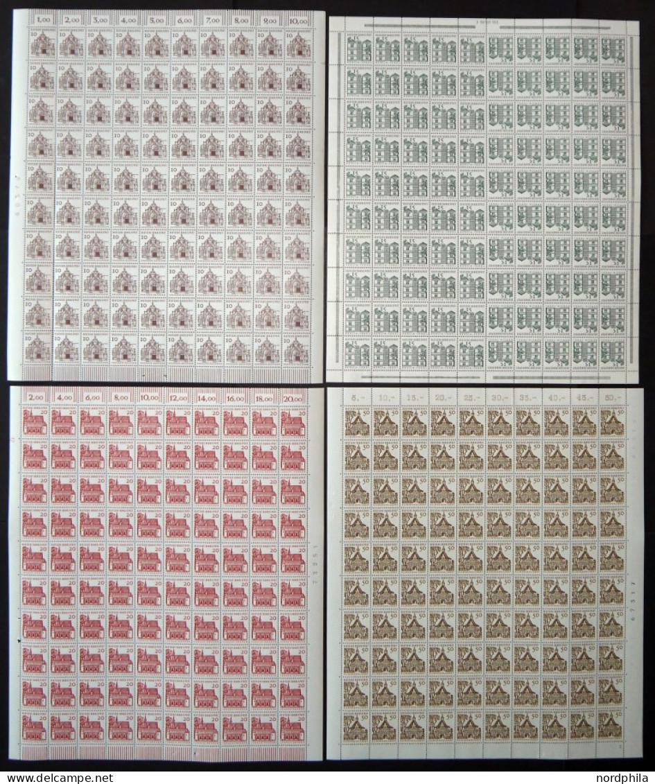 BUNDESREPUBLIK 454-61 , 1964, Bauwerke In Bogen (100) Mit Druckereizeichen Bzw. Bogenzählnummer, Pracht (10 Pf. Etwas An - Unused Stamps