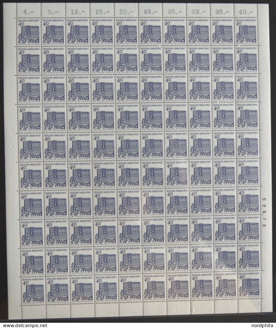 BUNDESREPUBLIK 454-61 , 1964, Bauwerke In Bogen (100) Mit Druckereizeichen Bzw. Bogenzählnummer, Pracht (10 Pf. Etwas An - Unused Stamps