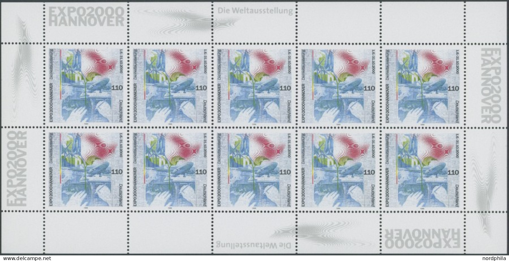 BUNDESREPUBLIK 2112KB , 2000, 110 Pf. EXPO 2000 Im Postfrischen Kleinbogen, Pracht, Mi. 65.- - Unused Stamps