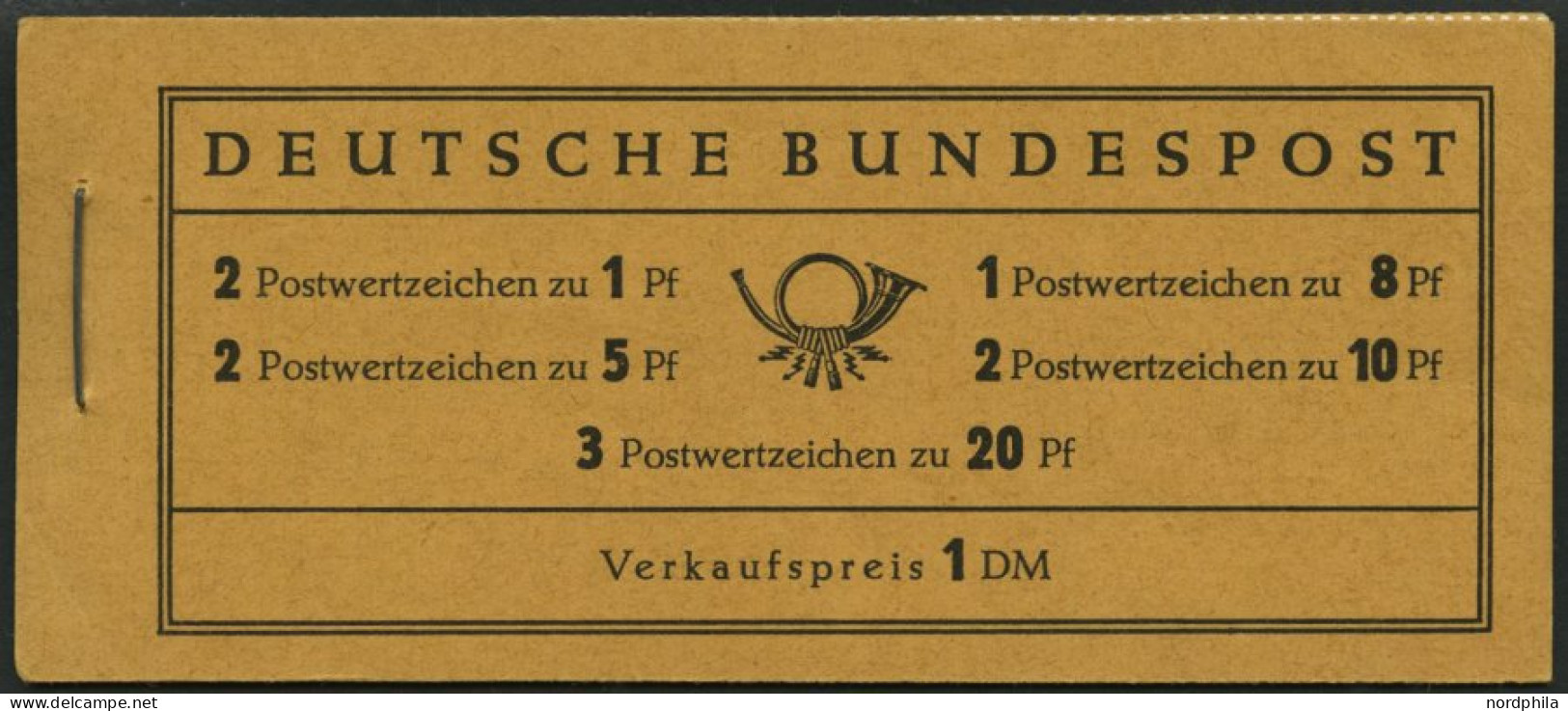 MARKENHEFTCHEN MH 4Xv , 1958, Markenheftchen Heuss/Ziffer, Deckel Dunkelchromgelb, Pracht, Mi. 100.- - Other & Unclassified