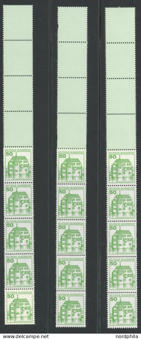 ROLLENMARKEN 1028,1037/8 AIR , 1979/80, Burgen und Schlösser III und IV, 38 Rollenmarken (RE5+4Lf), fast nur Prachterhal