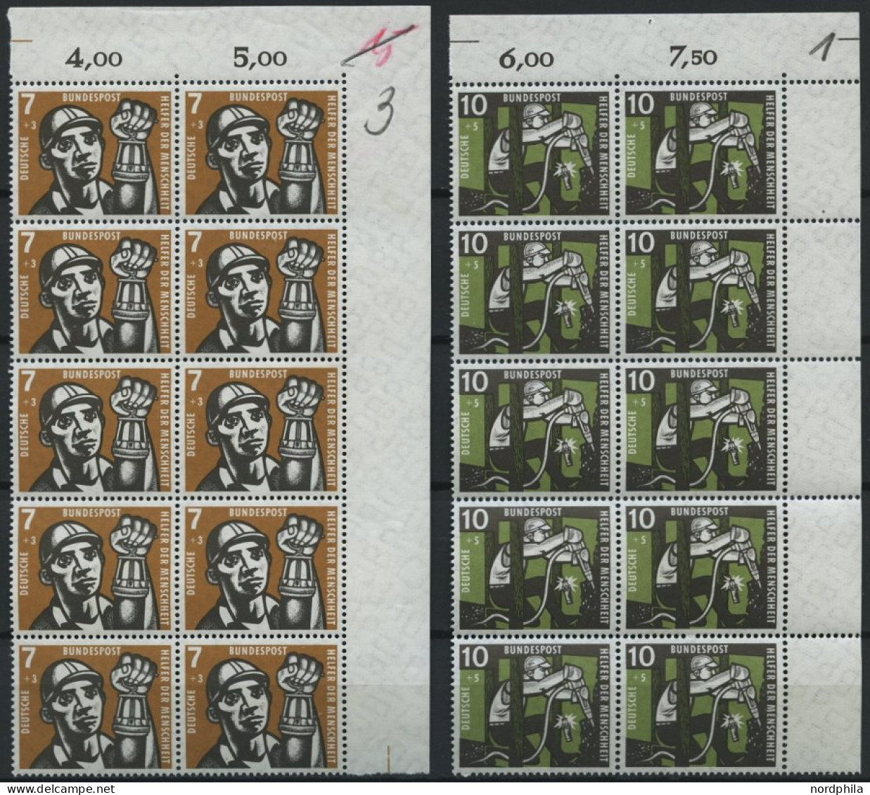 ENGROS 270-73 , 1957, Kohlebergbau, 10x In Bogenteilen, Pracht, Mi. 220.- - Unused Stamps