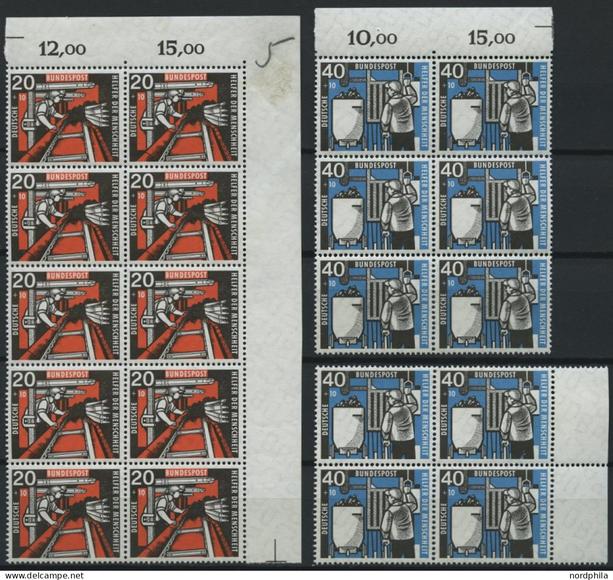 ENGROS 270-73 , 1957, Kohlebergbau, 10x In Bogenteilen, Pracht, Mi. 220.- - Unused Stamps