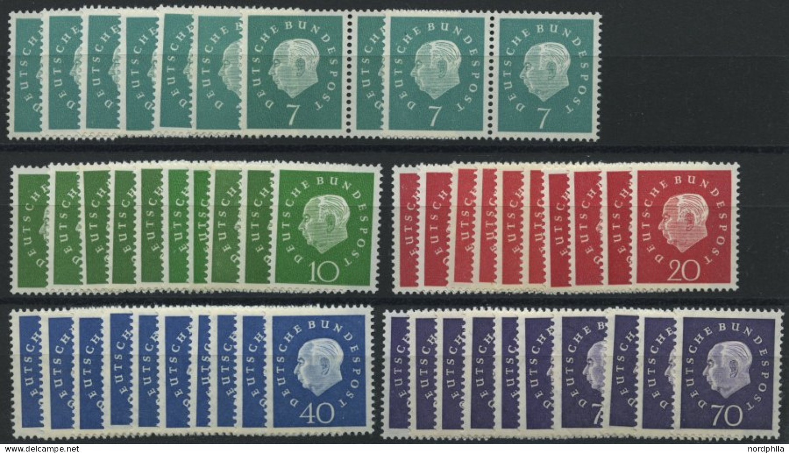 ENGROS 302-06 , 1959, Heuss III, 10 Sätze, Fast Nur Pracht, Mi. 200.- - Unused Stamps