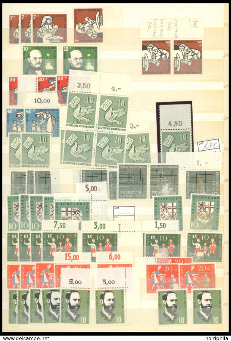 LOTS , , Lagerbuch Bund, Von 1954-1963, Meist Postfrisch, Dabei Auch Viele Bogenecken Und Randstücke, Günstiger Ausruf - Other & Unclassified