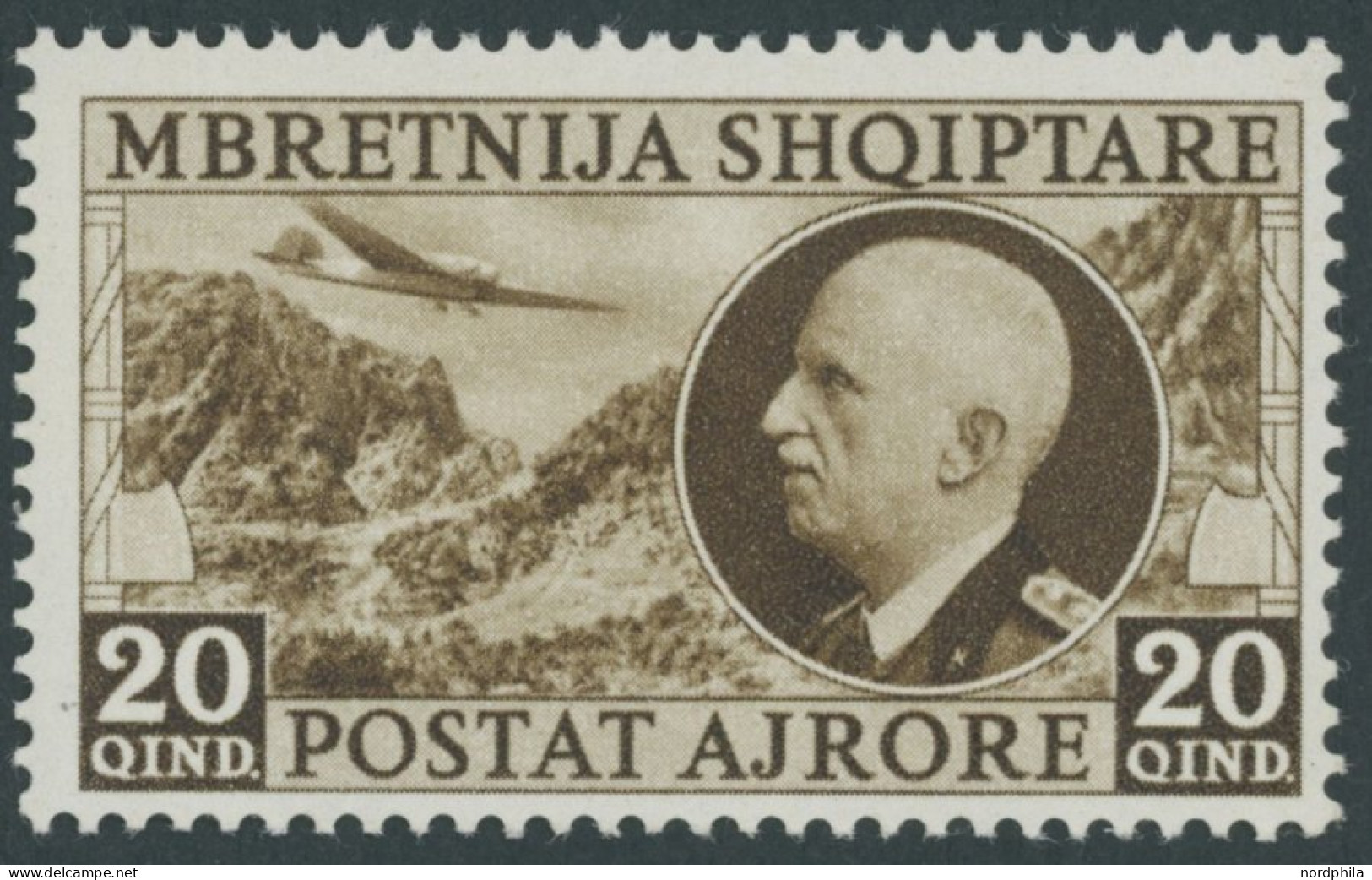 ALBANIEN 312 , 1939, 20 Q. König Victor Emanuel III, Postfrisch, Pracht, Mi. 120.- - Albania