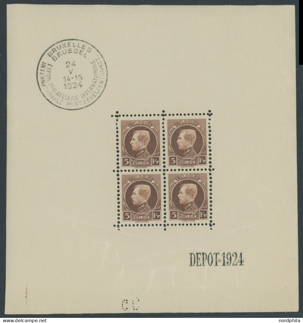 BELGIEN 186KB , 1924, 5 Fr. Internationale Briefmarkenausstellung Im Kleinbogen (4), Pracht, Mi. 420.- - Andere & Zonder Classificatie