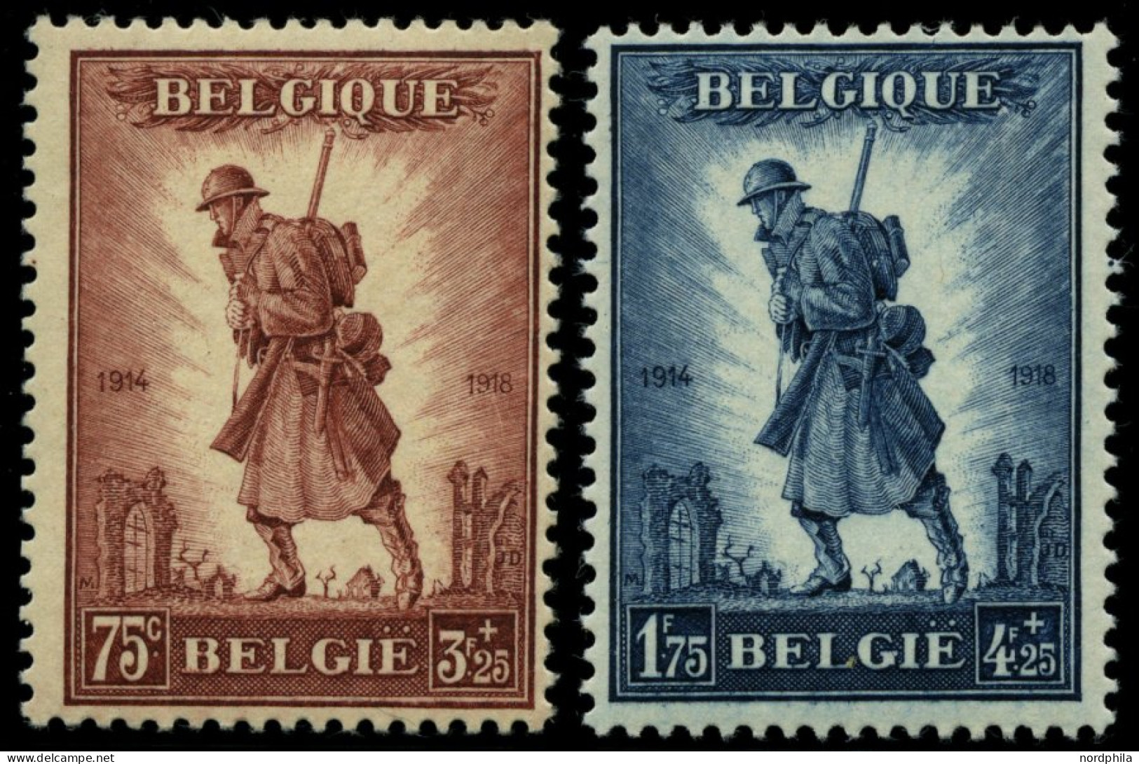 BELGIEN 342/3 , 1932, Infanterie, Falzrest, Pracht, Mi. 150.- - Ungebraucht