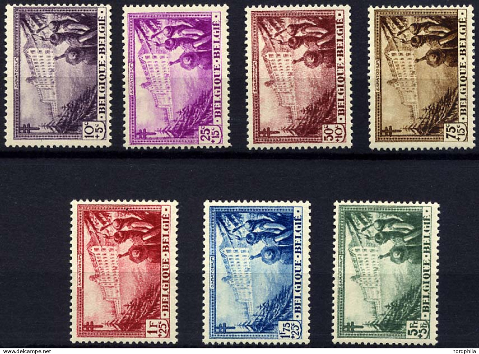 BELGIEN 347-53 , 1932, TBC, Falzrest, Prachtsatz - Unused Stamps