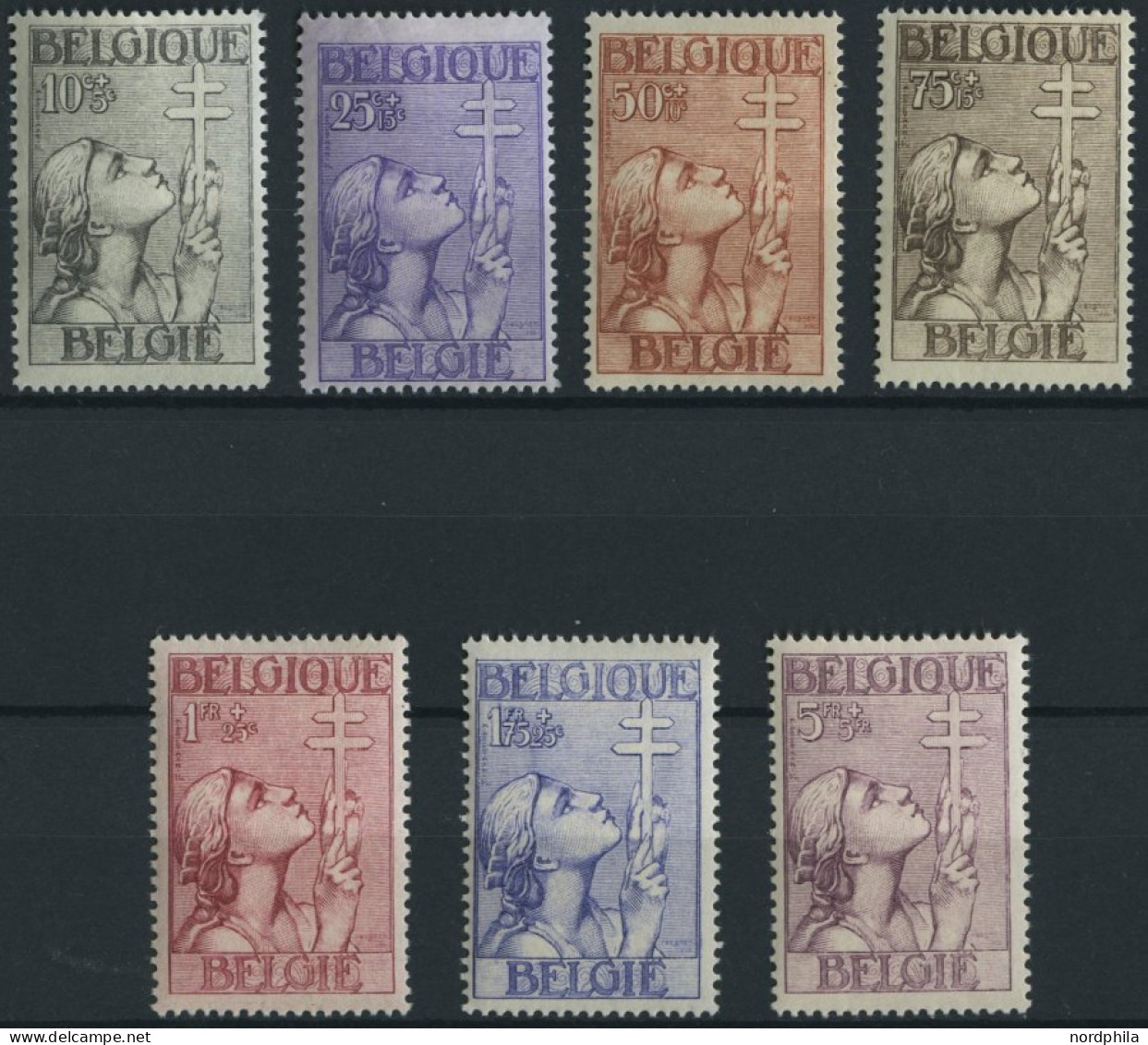 BELGIEN 366-72 , 1933, TBC, Falzrest, Prachtsatz - Ungebraucht