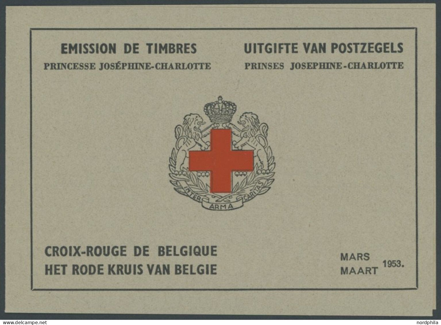 BELGIEN MH I , 1953, 2 Fr. Rotes Kreuz Im Markenheftchen, Oberer Heftchenblatttext In Französisch, Pracht, Mi. 80.- - Ohne Zuordnung