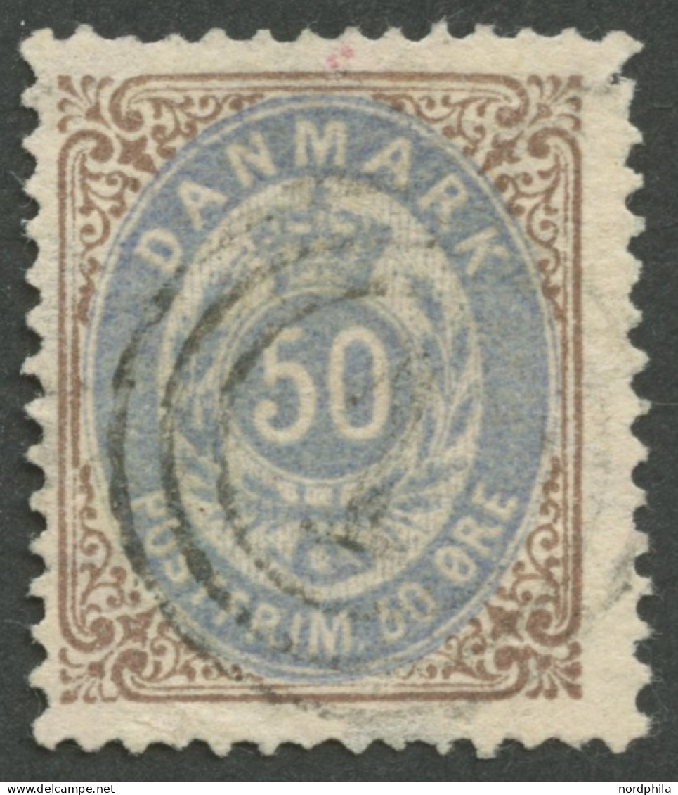 DÄNEMARK 30IYAa O, 1875, 50 Ø Braun/blauviolett, Nadelstich Im Rand, üblich Gezähnt Pracht, Mi. 250.- - Other & Unclassified