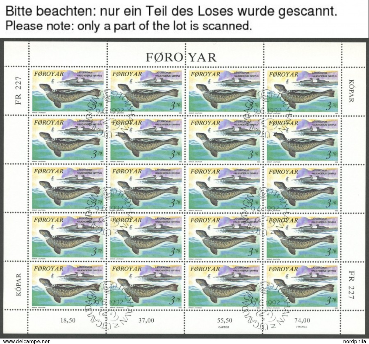 FÄRÖER 227-30,235-38KB O, 1992, 3 Kleinbogensätze, Ersttagsstempel, Pracht, Mi. - Faroe Islands