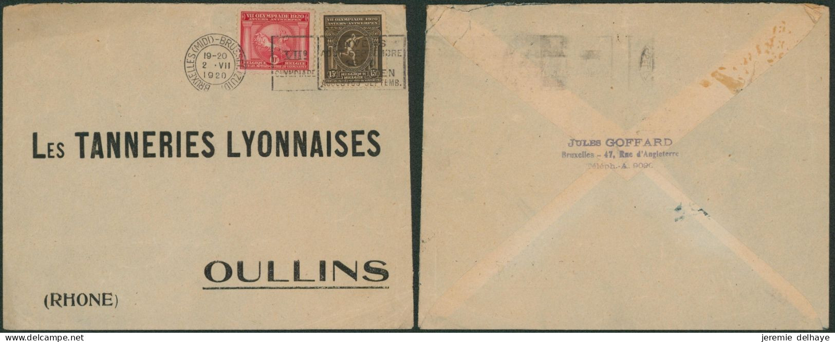 Olympiade - N°180 (pli Accordéon) + N°181 Sur Lettre Obl Mécanique "Bruxelles" + Flamme Olympiade > Oullins (France) - Cartas & Documentos