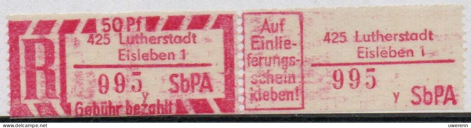 DDR Einschreibemarke Lutherstadt Eisleben SbPA Postfrisch, EM2B-425-1yII(1) Zh - Aangetekende Etiketten