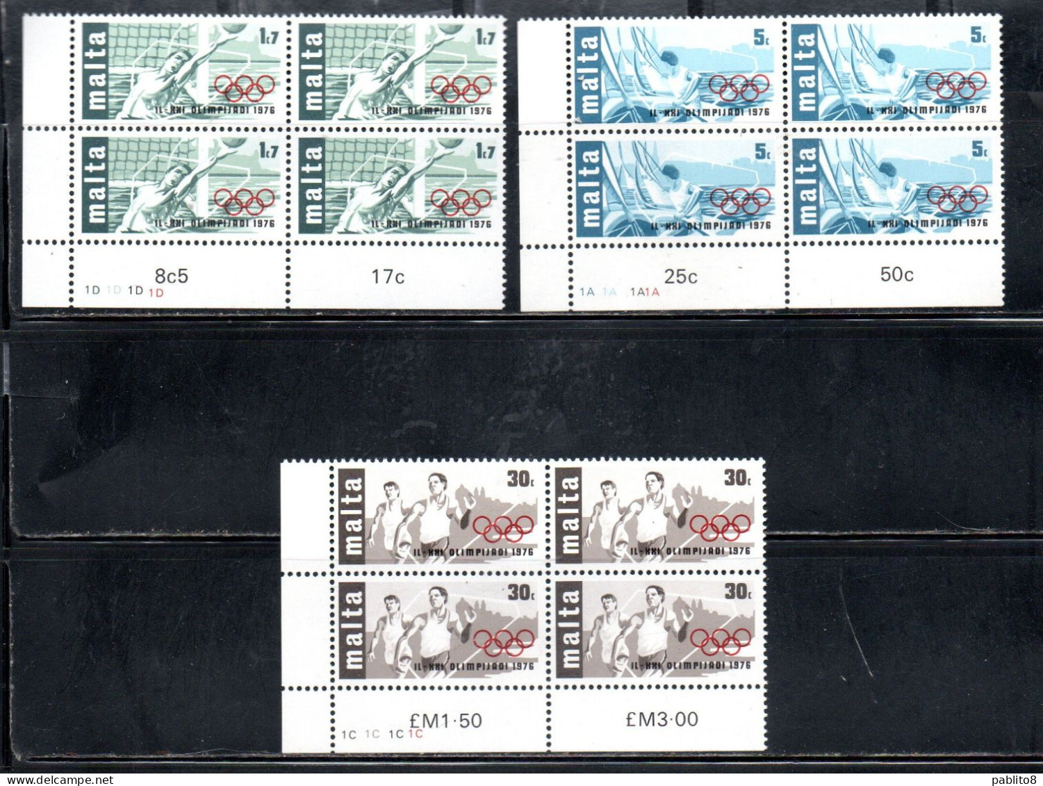 MALTA 1976 OLYMPIC GAMES MONTREAL CANADA GIOCHI OLIMPICI OLIMPIADE COMPLETE SET SERIE COMPLETA BLOCK QUARTINA MNH - Malta