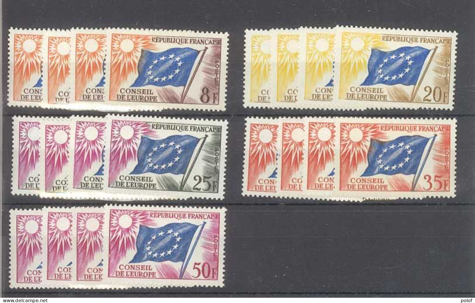 TIMBRE DE SERVICE - Conseil De L' Europe - 4 Séries De 5 Timbres - Yvert 17 à 21 - Neuf Sans Trace De Charnière - Mint/Hinged