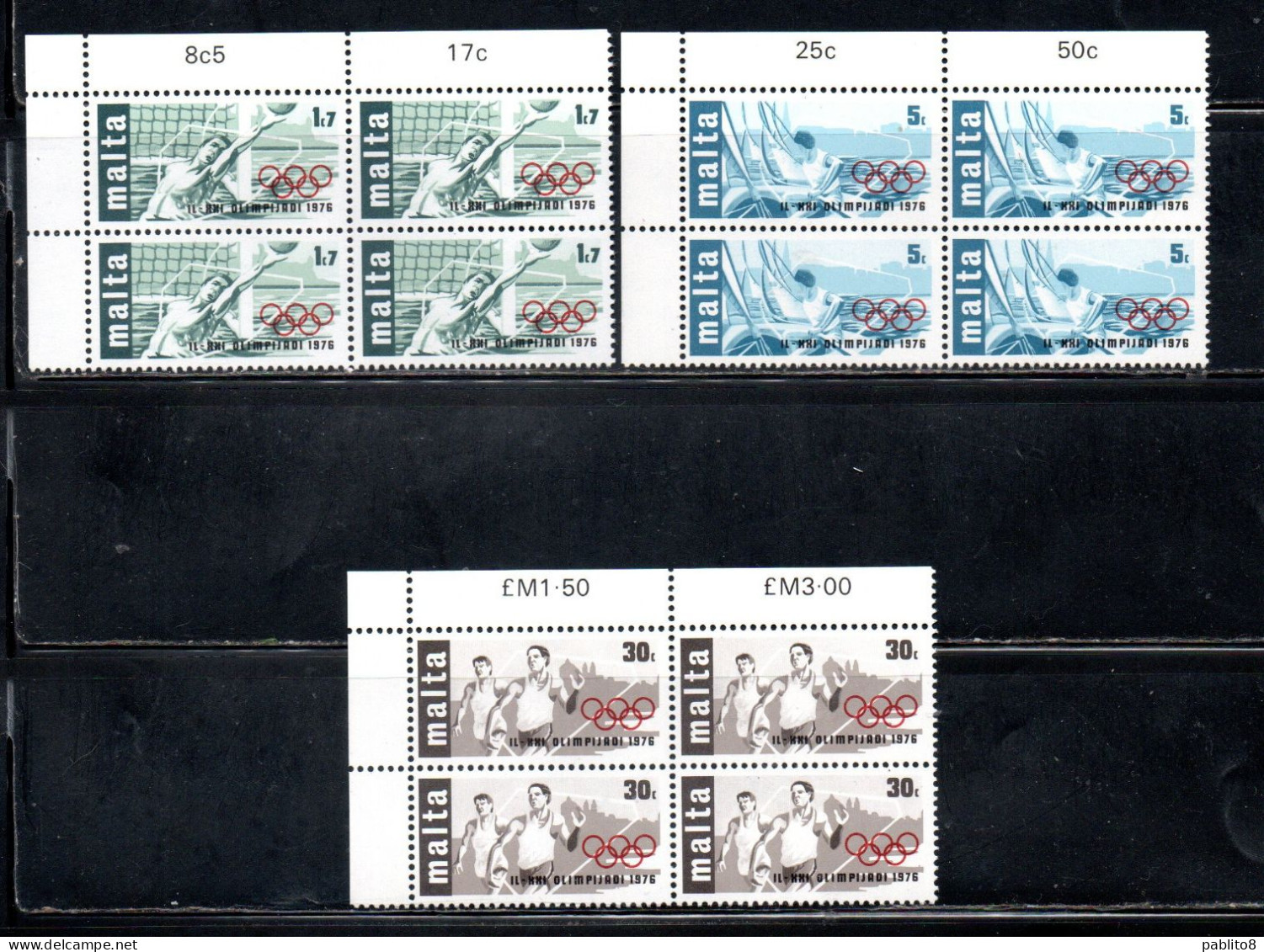 MALTA 1976 OLYMPIC GAMES MONTREAL CANADA GIOCHI OLIMPICI OLIMPIADE COMPLETE SET SERIE COMPLETA BLOCK QUARTINA MNH - Malte