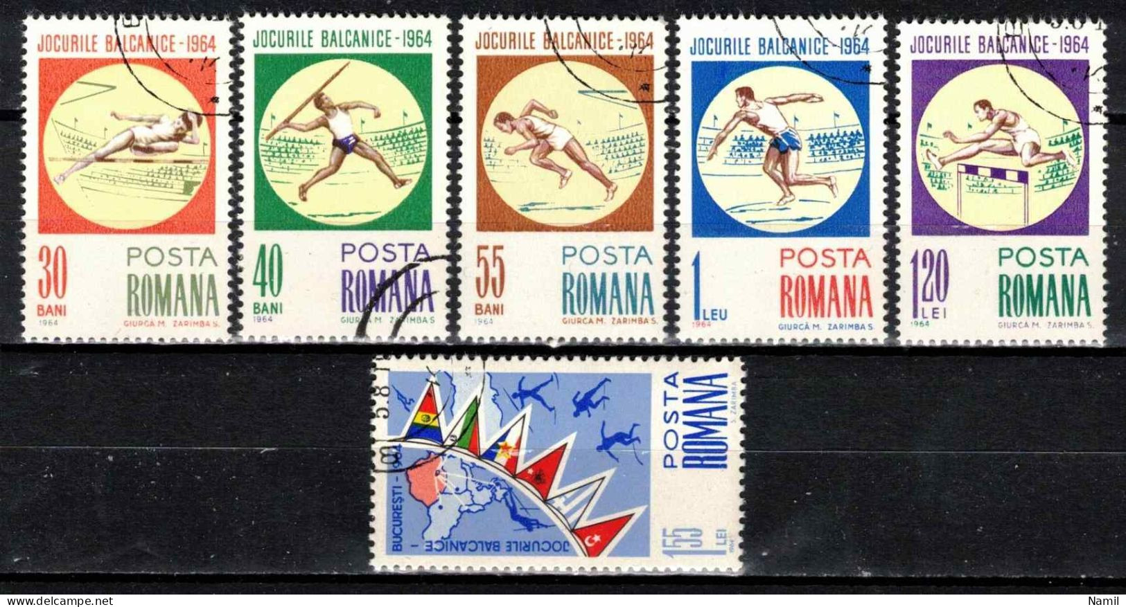 Roumanie 1964 Mi 2299-2304 (Yv 2040-5), Obliteré - Usado