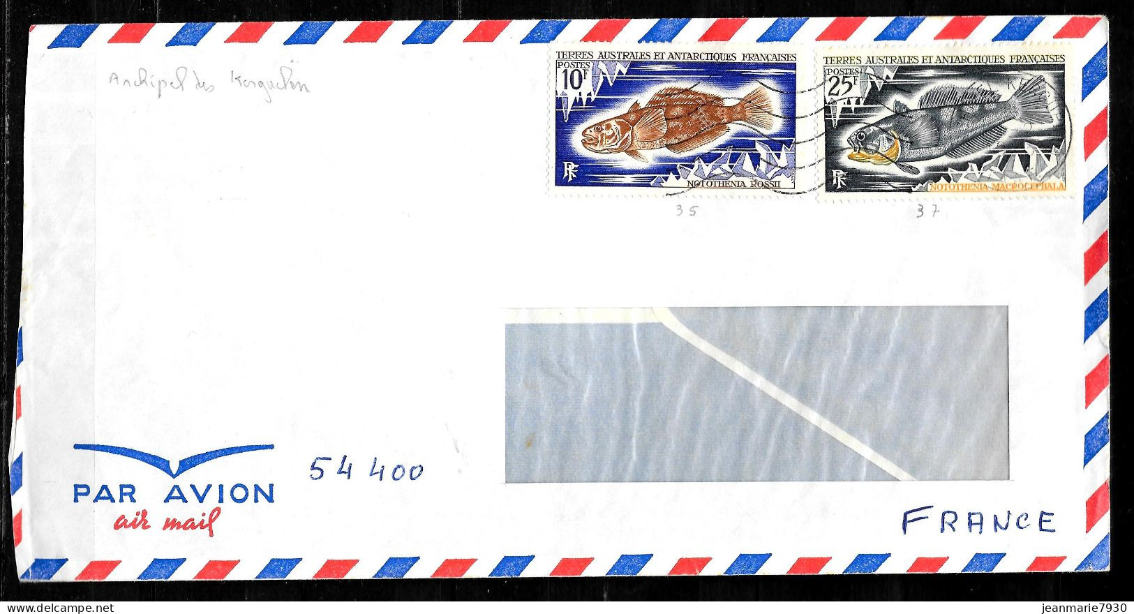 C442 - T.A.A.F - N° 35 Et 37 SUR LETTRE DE L'ARCHPEL DES KERGUELEN DE FEVRIER 1973 - Storia Postale