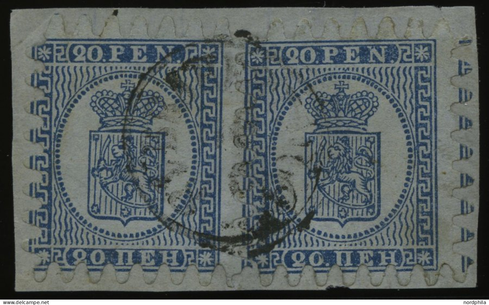 FINNLAND 8C Paar BrfStk, 1866, 20 P. Blau Im Waagerechten Angetrennten Paar Auf Briefstück, K1 BRAHESTAD, Praktisch Alle - Otros & Sin Clasificación