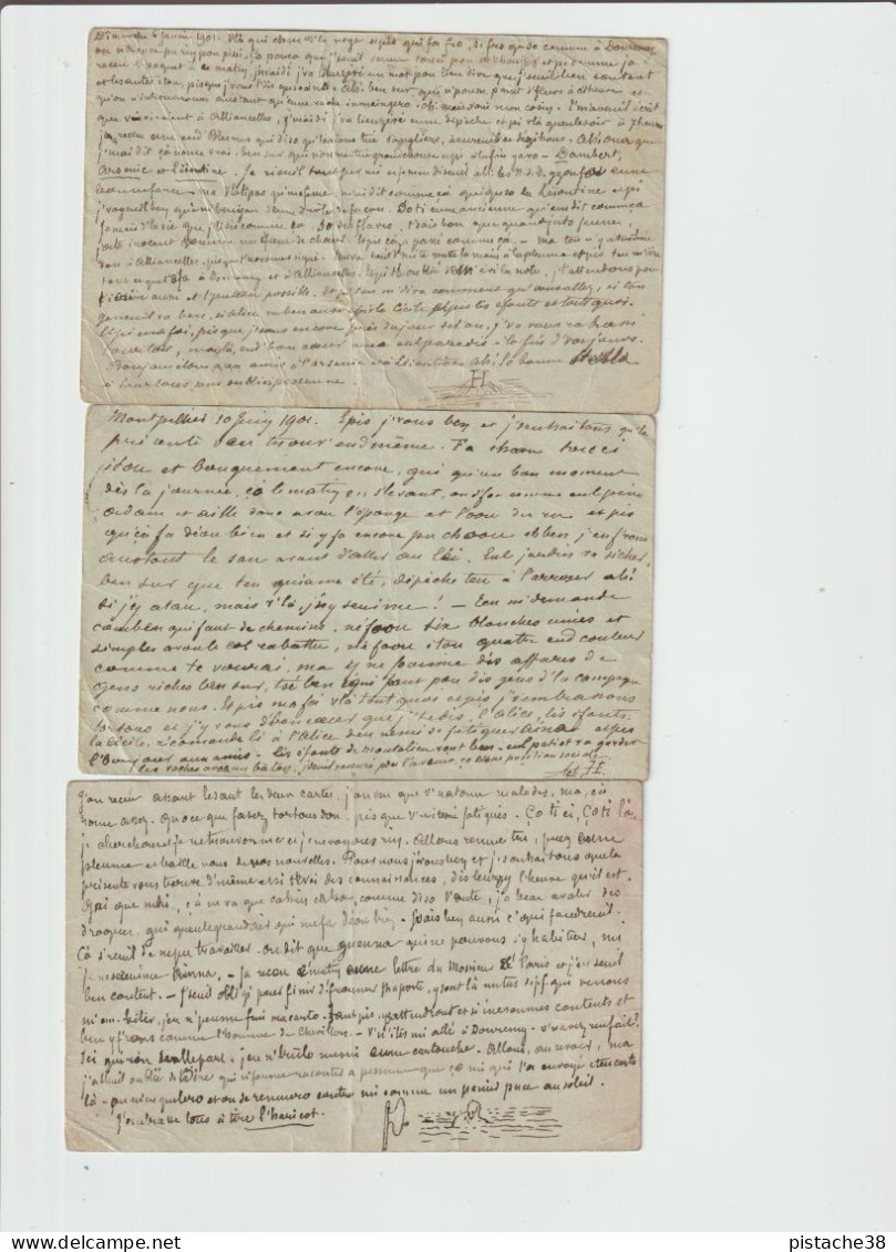 Courrier Adressé à M. René HANIN à JOINVILLE (52) Sur CPA Type Sage 10c. (3) Cartes - 1898-1900 Sage (Type III)