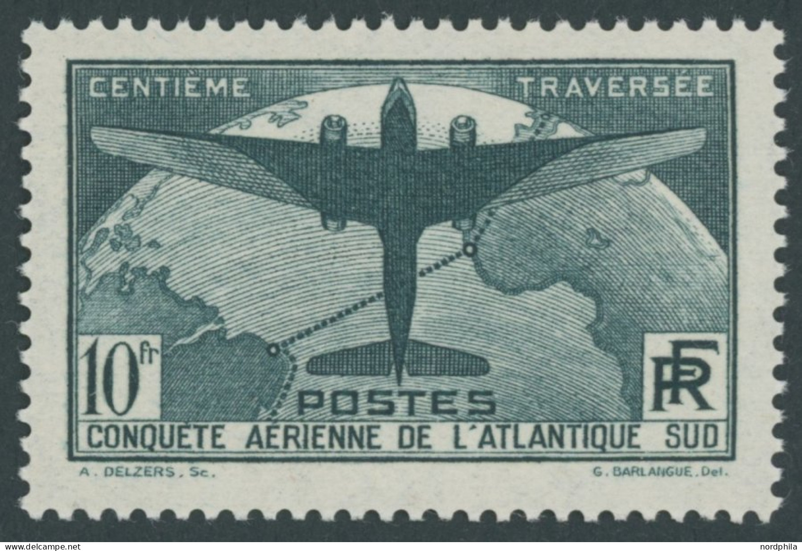 FRANKREICH 327 , 1936, 10 Fr. Ozeanüberquerung, Pracht, Mi. 650.- - Autres & Non Classés
