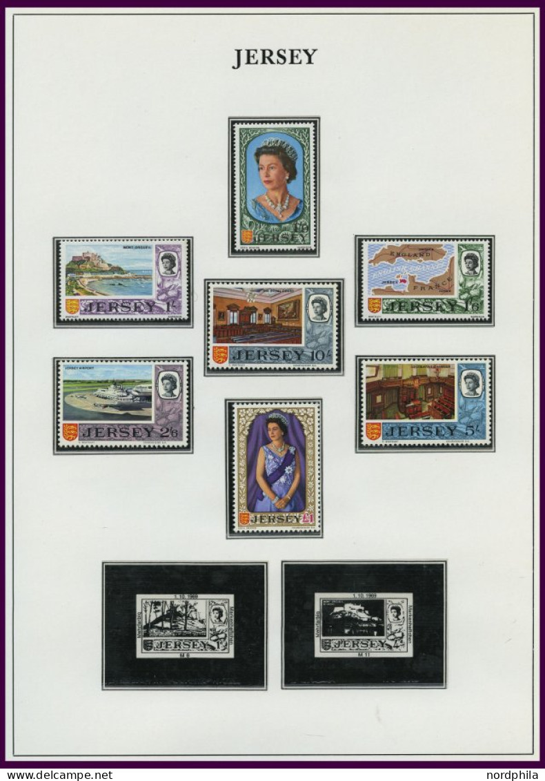 JERSEY , Postfrische Sammlung Jersey Von 1969-94 Auf Falzlosseiten, Bis Auf Wenige Freimarken Komplett, Prachterhaltung, - Jersey