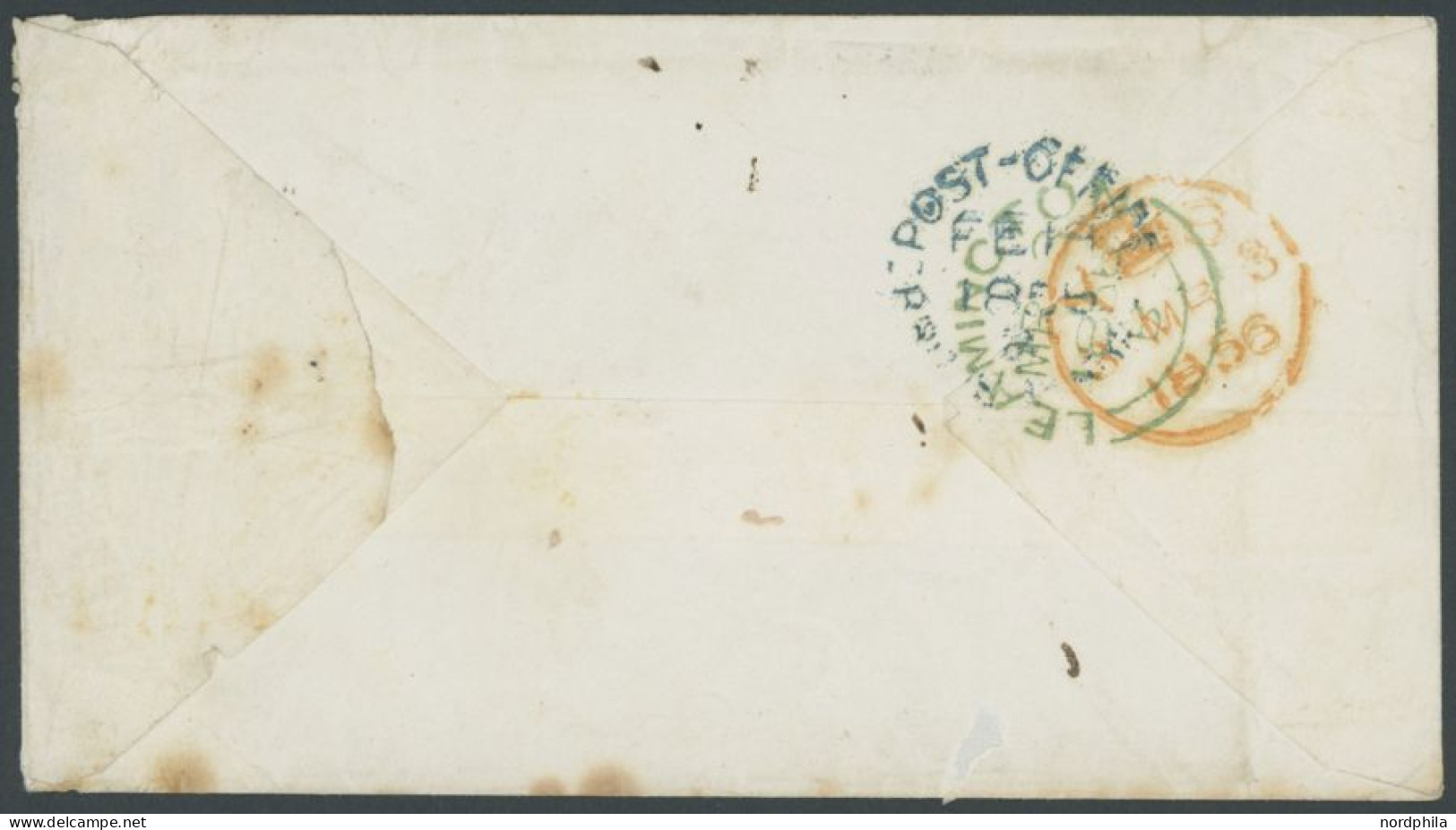 BRITISCHE MILITÄRPOST 1856, Rückseitig Blaugrüner K1 ...POST OFFICE Sowie Vorderseitig Handschrifltich Taxe 3 Auf Feldpo - Used Stamps