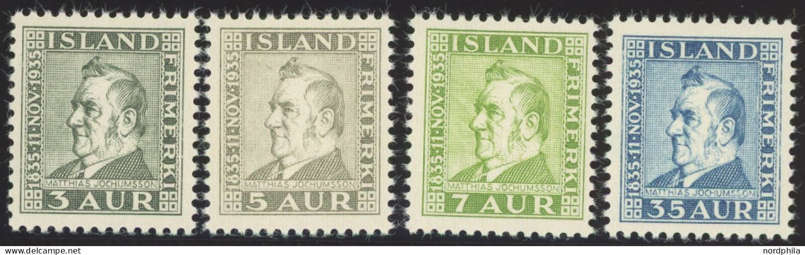 ISLAND 183-86 , 1935, Jochumsson, Postfrischer Prachtsatz, Mi. 90.- - Autres & Non Classés