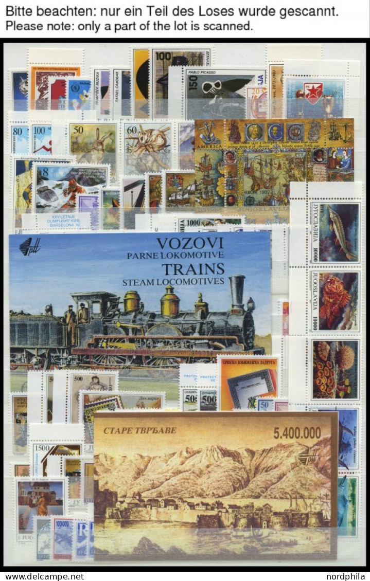 JUGOSLAWIEN , Postfrische Sammlung Jugoslawien Von 1982-2003, 1987-91 Komplett, Prachtsammlung Mi. Ca. 1250.- - Autres & Non Classés