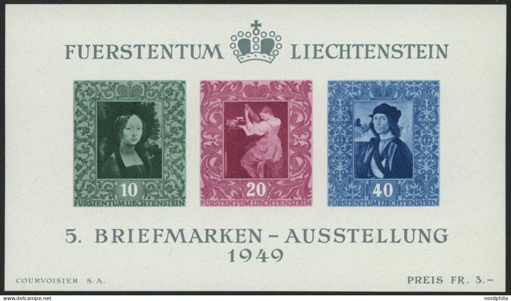 LIECHTENSTEIN Bl. 5 , 1949, Block Briefmarken-Ausstellung, Pracht, Mi. 170.- - Sonstige & Ohne Zuordnung