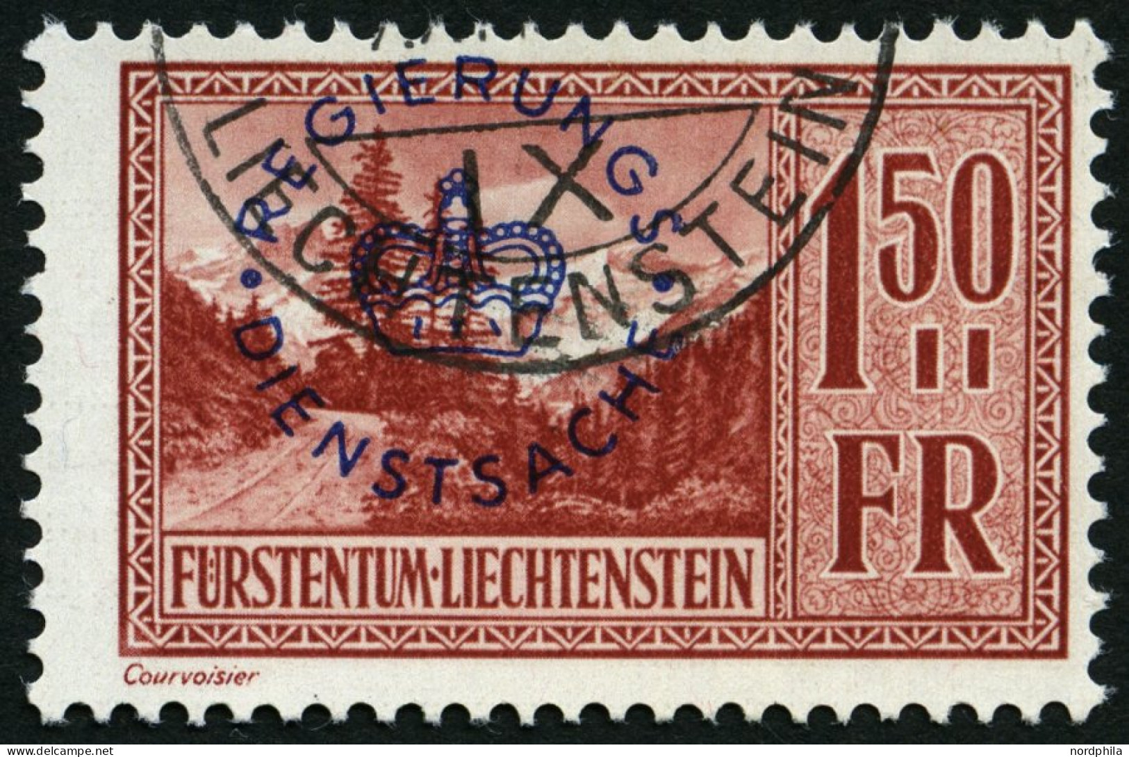 DIENSTMARKEN D 19 O, 1935, 1.50 Fr. Valüna, Pracht, Mi. 300.- - Oficial