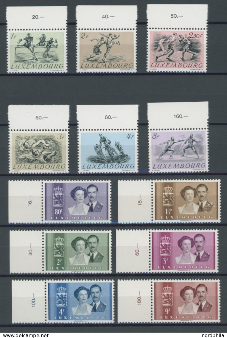 LUXEMBURG 495-500,505-10 , 1952, Olympische Sommerspiele Und Hochzeit Des Erbprinzen, 2 Postfrische Prachtsätze, Mi. 74. - Other & Unclassified