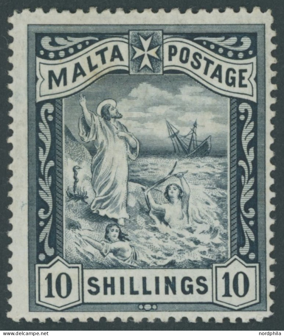 MALTA 14 , 1899, 10 Sh. Blauschwarz, Falzrest, Pracht, Mi. 130.- - Malta
