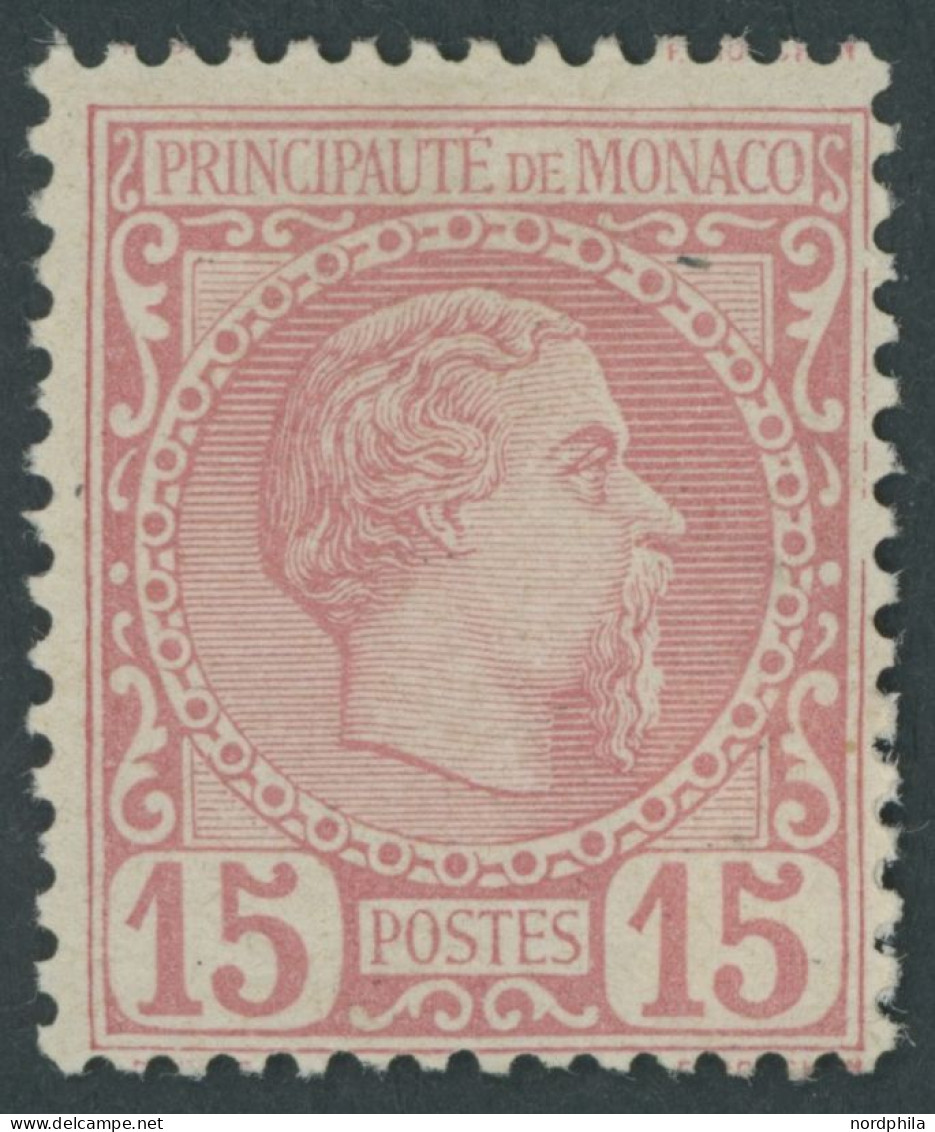 MONACO 5 , 1885, 15 C. Mattrosa, Falzreste, Pracht, Mi. 360.- - Otros & Sin Clasificación