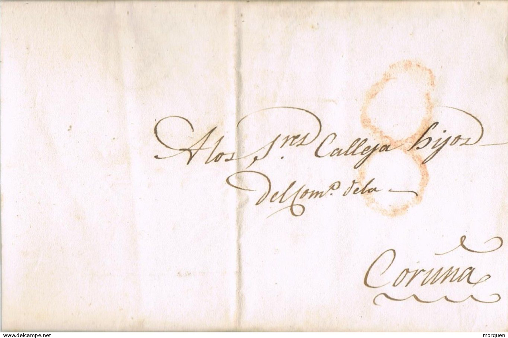 54875. Carta Entera Pre Filatelica MADRID 1818, Porteo 8 En Rojo A Coruña - ...-1850 Prephilately