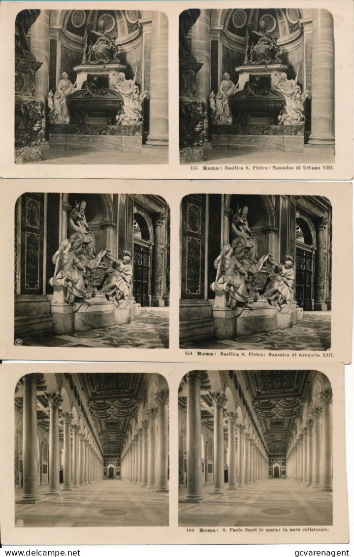 15 STEREOSCOPISCHE KAARTEN   FOTO  PHOTO -  ROMA  VOIR SCANS - Stereoscope Cards