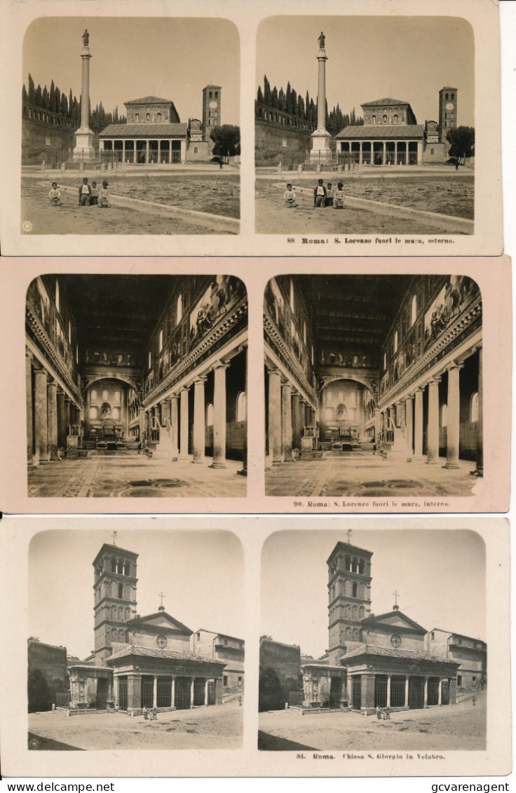 15 STEREOSCOPISCHE KAARTEN   FOTO  PHOTO -  ROMA  VOIR SCANS - Stereoscope Cards