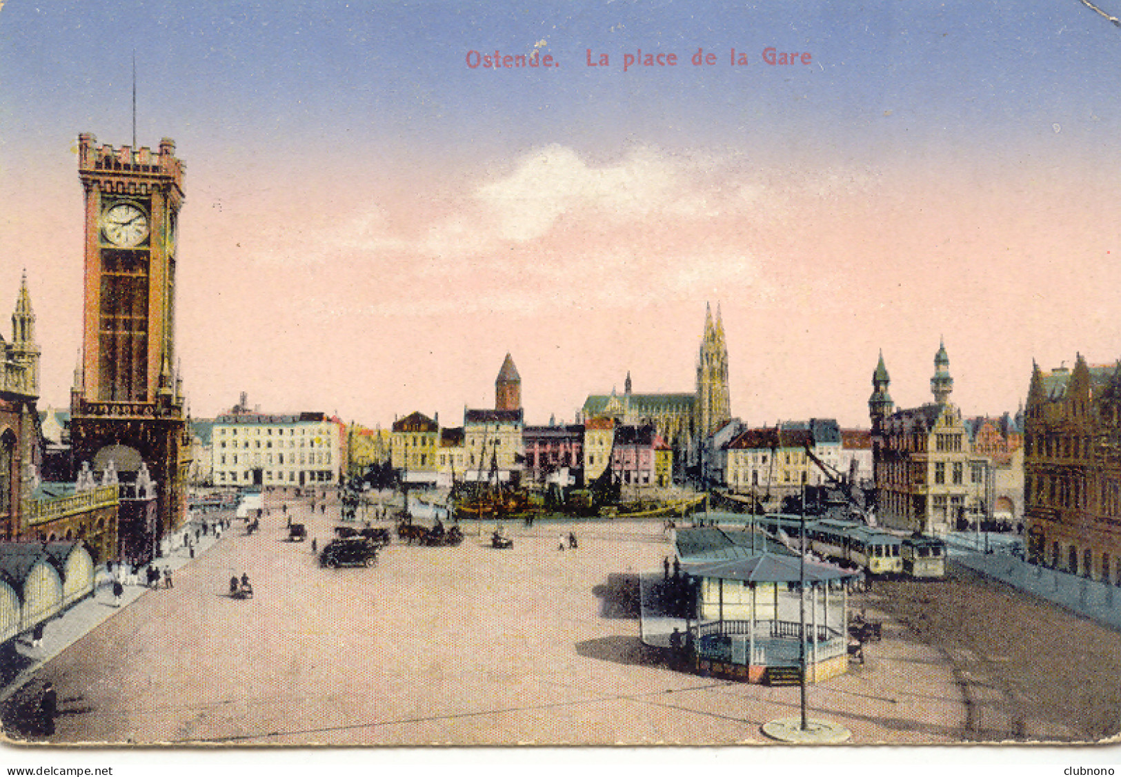 CPA -OSTENDE - PLACE DE LA GARE - Oostende