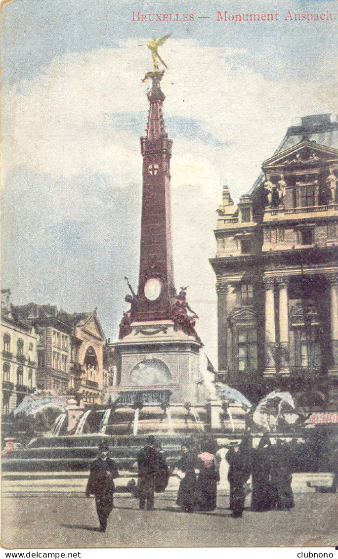 CPA -BRUXELLES - MONUMENT ANSPACH (ANIME - COLORISE) - Monumenti, Edifici