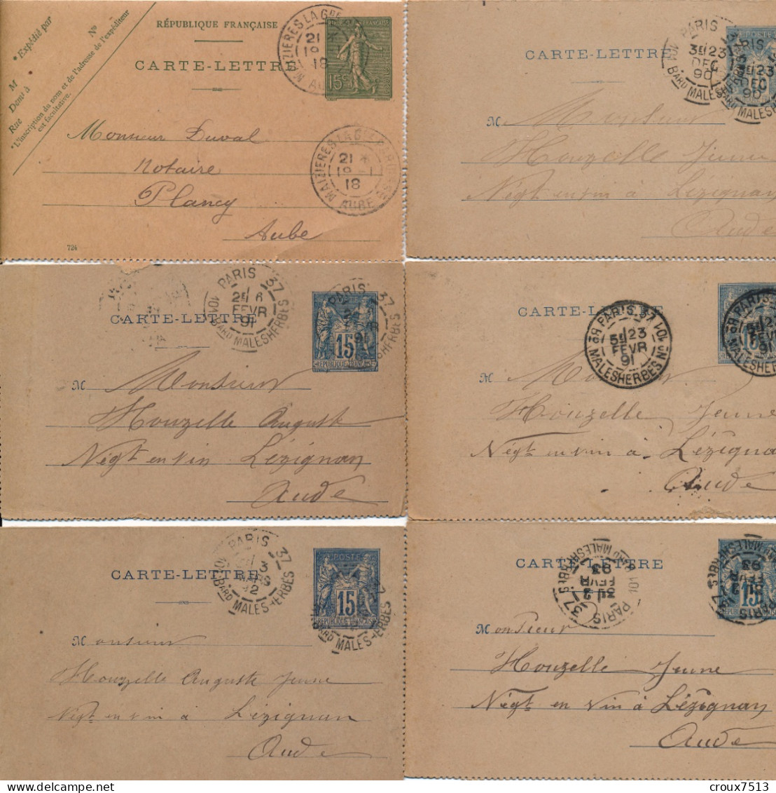 6 Cartes-Lettres. - Cartoline-lettere