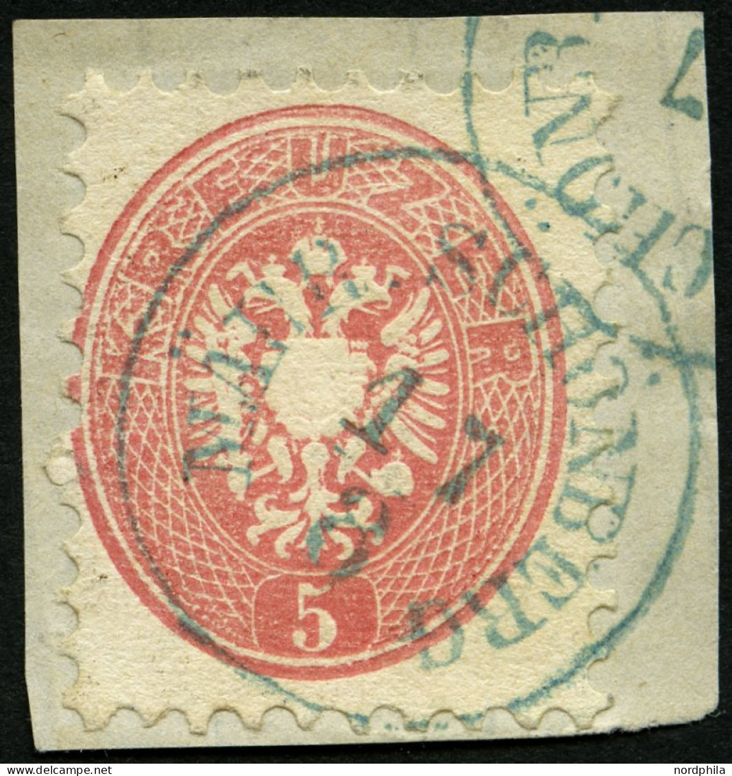 ÖSTERREICH 32 BrfStk, 1863, 5 Kr. Rosa, Blauer K1 MÄHR. SCHÖNBERG, Prachtbriefstück - Usados