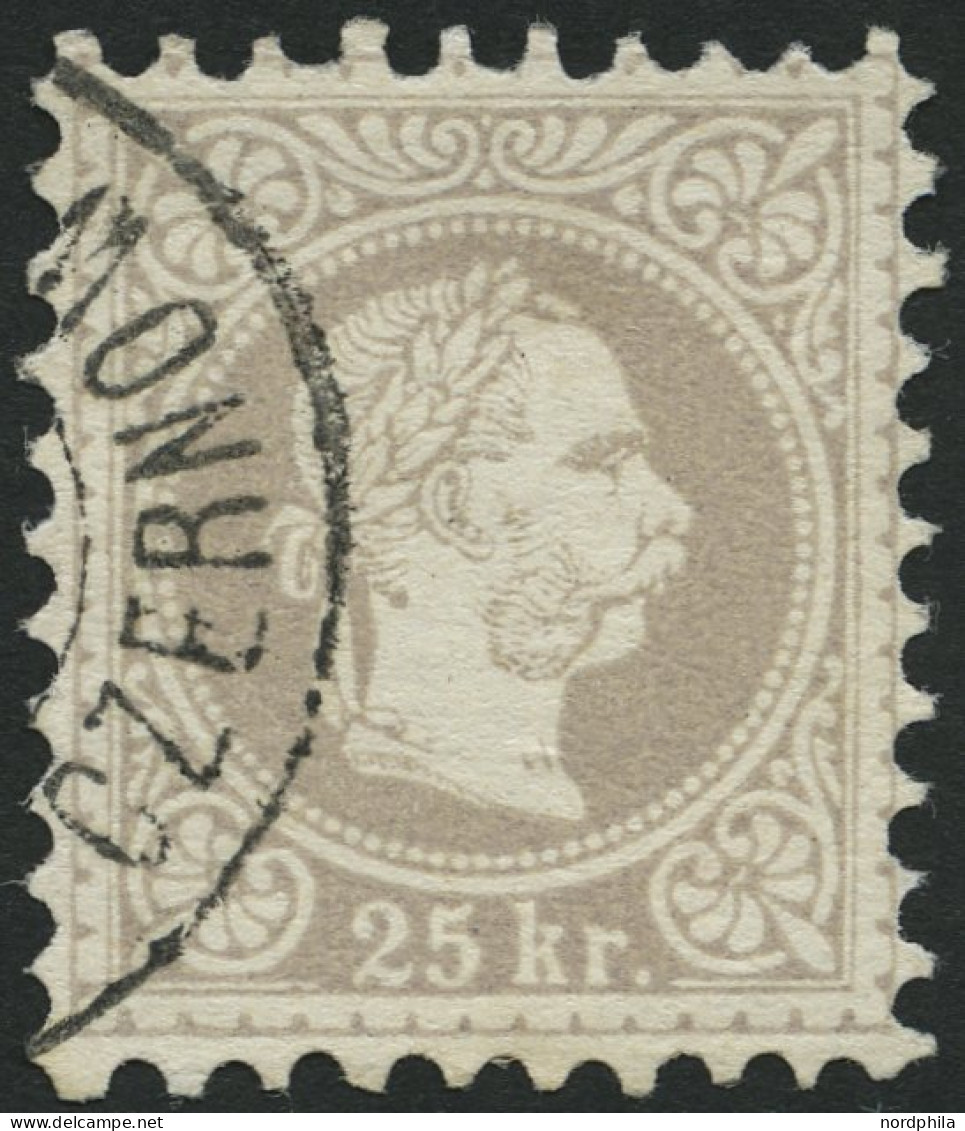 ÖSTERREICH 40IIa O, 1874, 25 Kr. Lilagrau, Feiner Druck, Pracht, Gepr. Dr. Ferchenbauer, Mi. 200.- - Usati