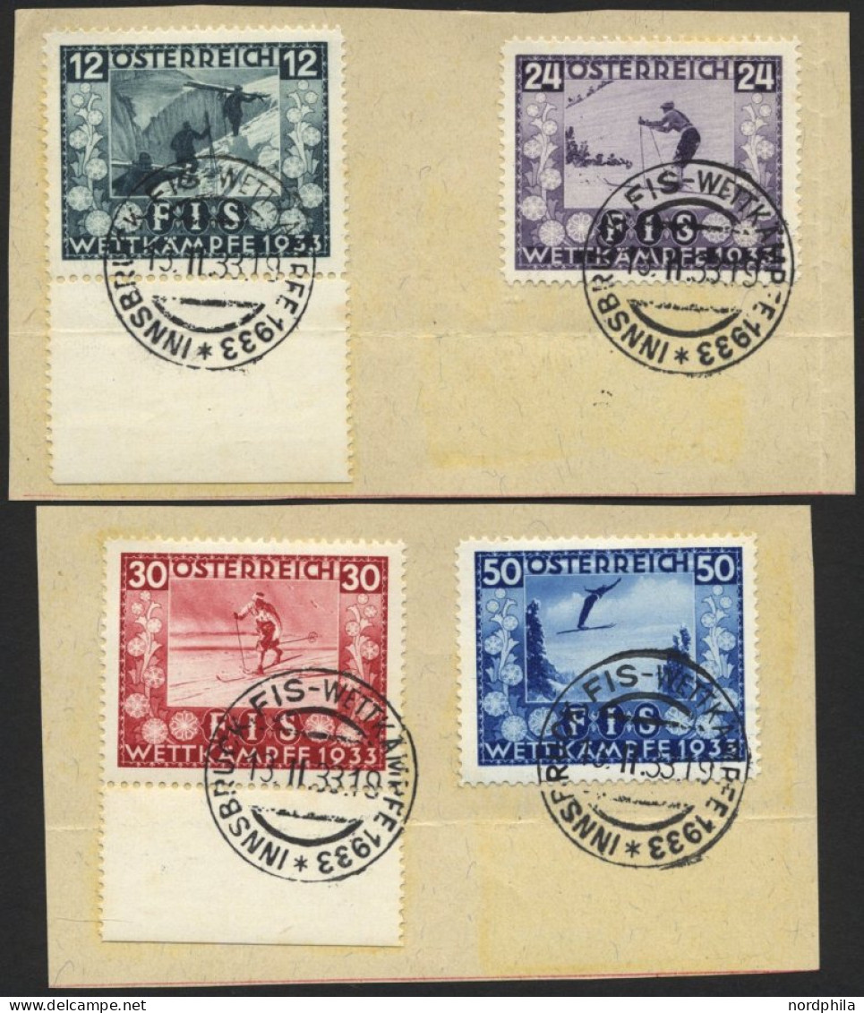 ÖSTERREICH 551-54 BrfStk, 1933, FIS I Mit Sonderstempeln Auf Briefstücken, Prachtsatz, Fotoattest Babor, Mi. (350.-) - Used Stamps