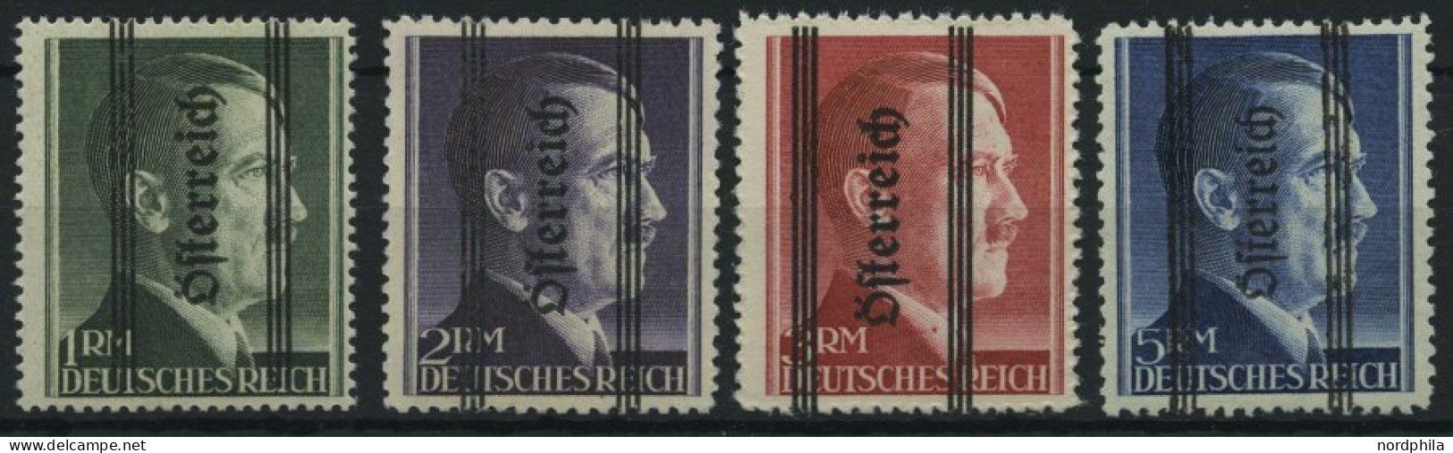 ÖSTERREICH 693-95I,696II , 1945, 1 - 5 RM Grazer Aufdruck, Prachtsatz, Mi. 610.- - Usati