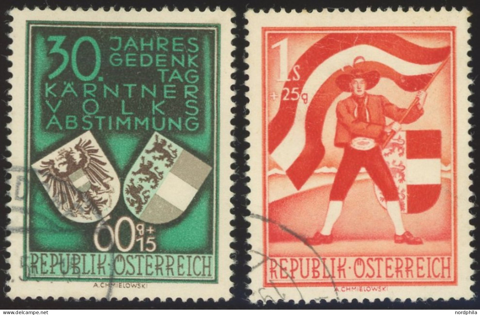 ÖSTERREICH AB 1950 952/3 O, 1950, 60 C. Und 1 S. Volksabstimmung, 2 Prachtwerte, Mi. 75.- - Autres & Non Classés