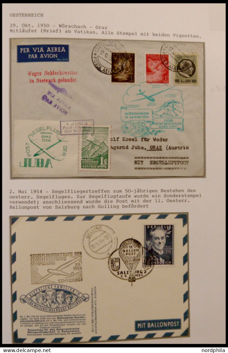 SONDERFLÜGE 1950-98, Sammlung Mit 76 Belegen Segelflug Und Verwandte Sportarten, Mit Ausländischen Zuleitungen Aus 9 Län - Other & Unclassified