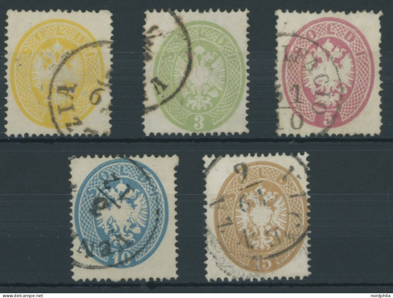 LOMBARDEI UND VENETIEN 14-18 O, 1863, Doppeladler, Gezähnt K 14, Prachtsatz, Mi. 400.- - Lombardo-Vénétie